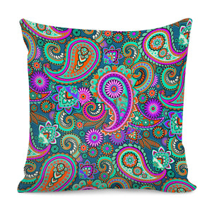 Dark Multicolored Indian Paisley Pattern 1 Pillow Cover