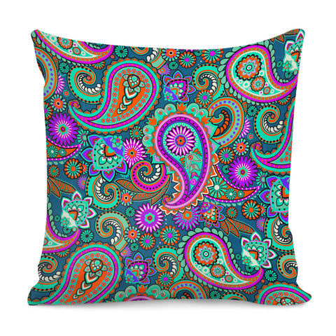 Image of Dark Multicolored Indian Paisley Pattern 1 Pillow Cover