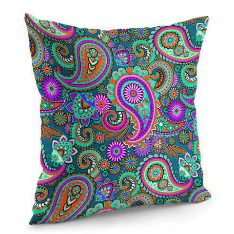 Image of Dark Multicolored Indian Paisley Pattern 1 Pillow Cover