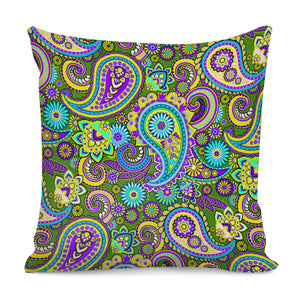 Dark Multicolored Indian Paisley Pattern 2 Pillow Cover