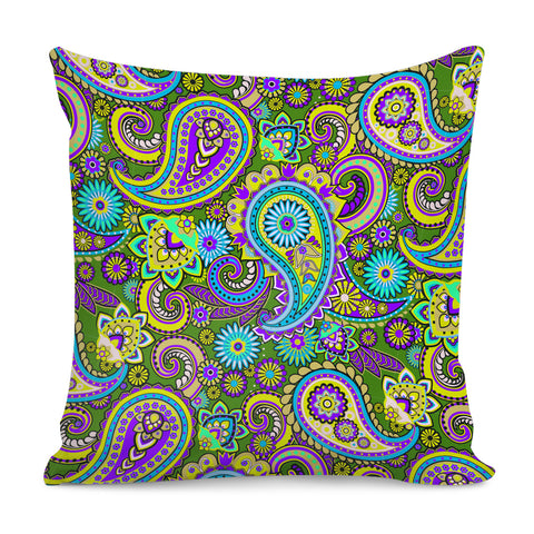 Image of Dark Multicolored Indian Paisley Pattern 2 Pillow Cover