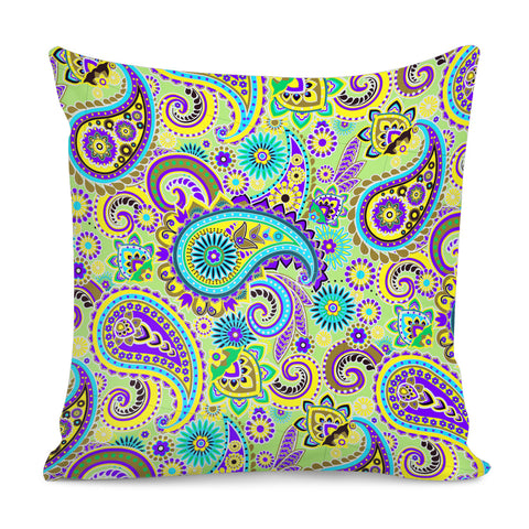 Image of Dark Multicolored Indian Paisley Pattern 3 Pillow Cover