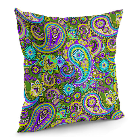 Image of Dark Multicolored Indian Paisley Pattern 2 Pillow Cover