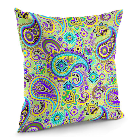 Image of Dark Multicolored Indian Paisley Pattern 3 Pillow Cover