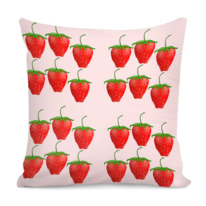 Red Strawberry Fruit Pattern Pillow Cover