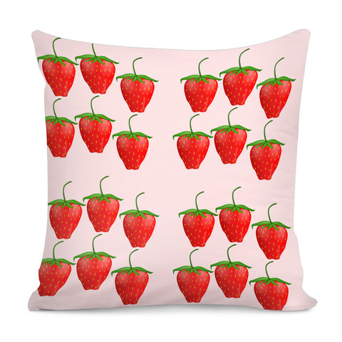 Image of Red Strawberry Fruit Pattern Pillow Cover