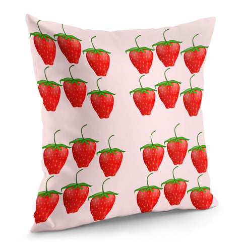 Image of Red Strawberry Fruit Pattern Pillow Cover