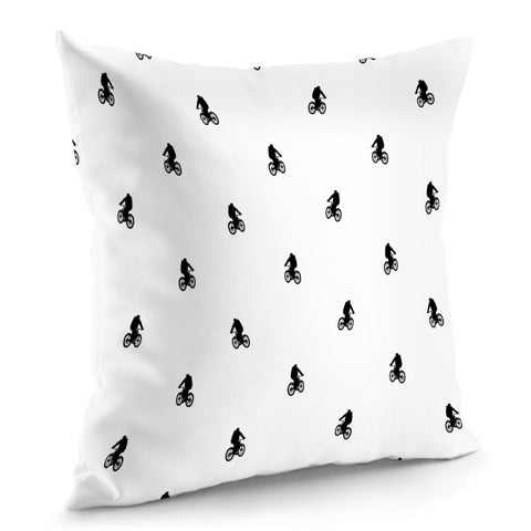 Image of Riding Bike Motif Print Pattern Pillow Cover