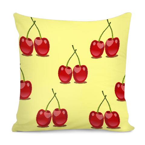 Image of Red Cherry Fruit Pattern Pillow Cover