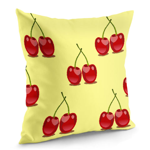 Image of Red Cherry Fruit Pattern Pillow Cover