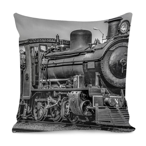 Image of Steam Locomotive, Montevideo, Uruguay Pillow Cover