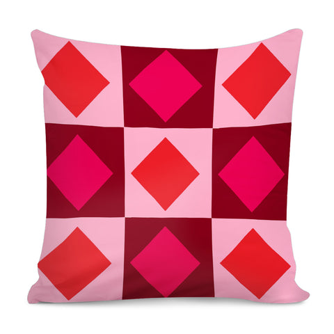 Image of Red And Pink Diamond Shapes Pillow Cover