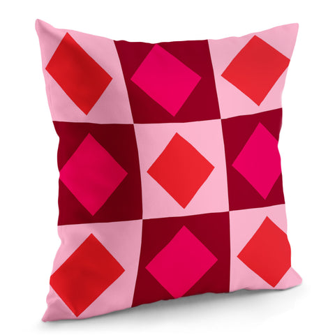 Image of Red And Pink Diamond Shapes Pillow Cover