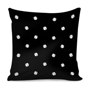 Black And White Baseball Motif Pattern Pillow Cover