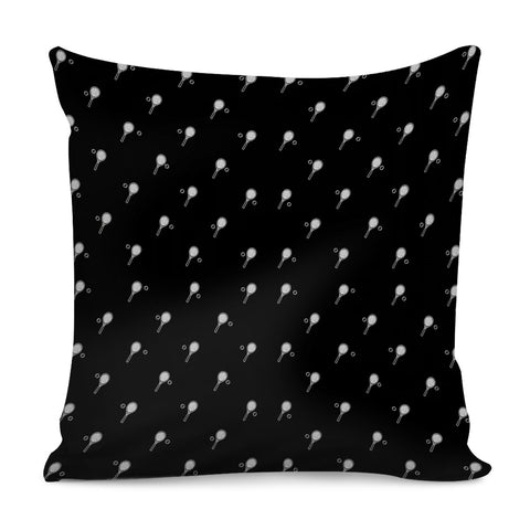 Image of Black And White Tennis Motif  Pattern Design Pillow Cover