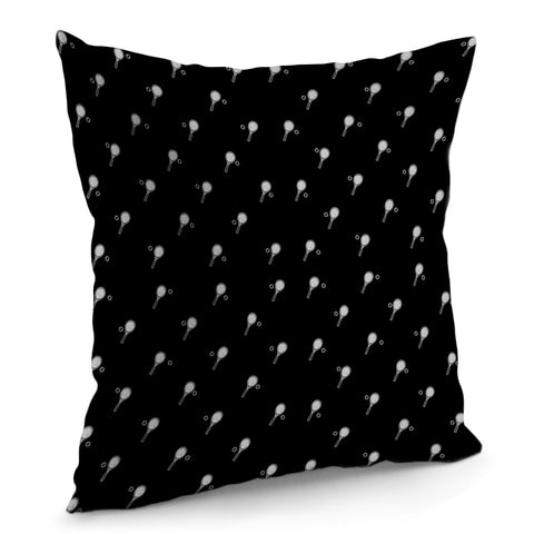 Image of Black And White Tennis Motif  Pattern Design Pillow Cover