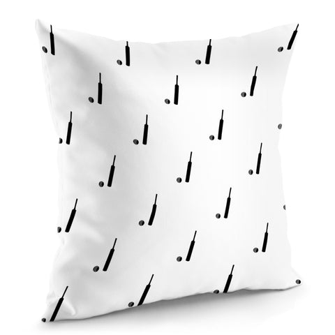 Image of Black And White Cricket Sport Motif Print Pattern Pillow Cover