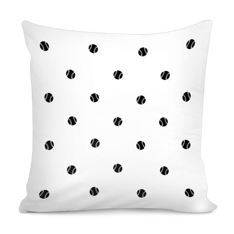 Image of Black And White Baseball Print Pattern Pillow Cover