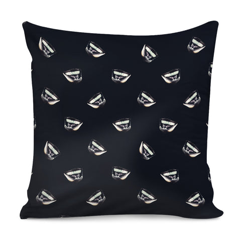 Image of Mouth Laughing Motif Dark Print Pattern Pillow Cover