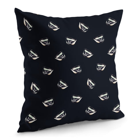 Image of Mouth Laughing Motif Dark Print Pattern Pillow Cover