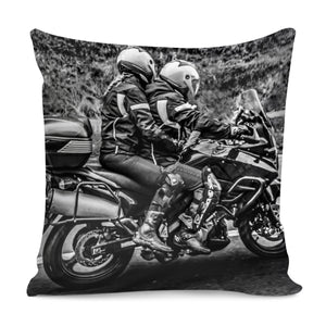 Motorcycle Riders At Highway Pillow Cover