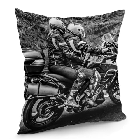 Image of Motorcycle Riders At Highway Pillow Cover