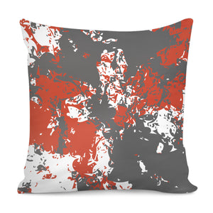Pewter & Mandarin Red Pillow Cover