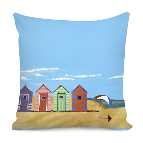 Image of Beach Huts Ii Pillow Cover