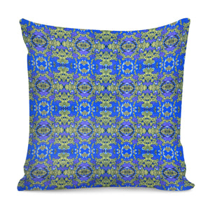 Gold And Blue Fancy Ornate Pattern Pillow Cover