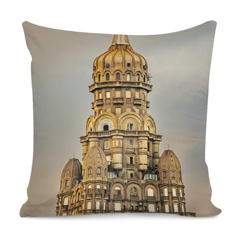 Image of Salvo Palace Exterior View, Montevideo, Uruguay Pillow Cover