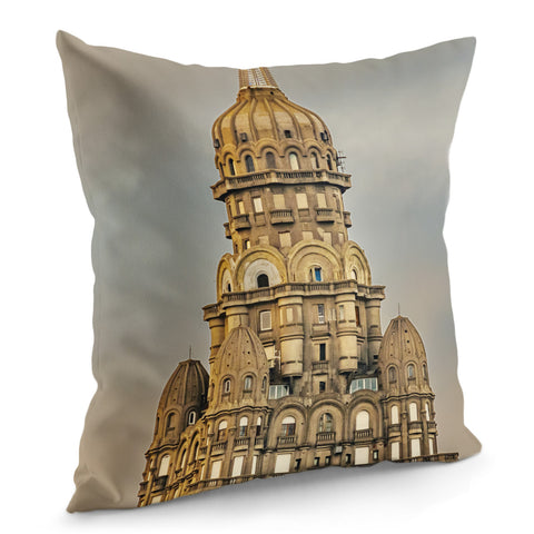 Image of Salvo Palace Exterior View, Montevideo, Uruguay Pillow Cover
