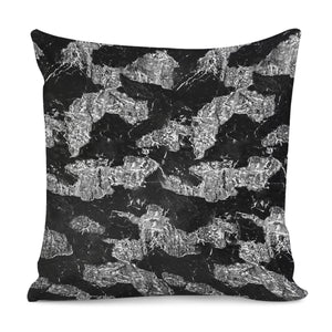 Black And White Camouflage Texture Print Pillow Cover