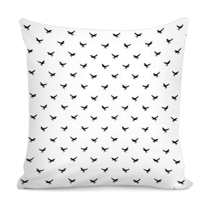 Birds Flying Motif Silhouette Print Pattern Pillow Cover