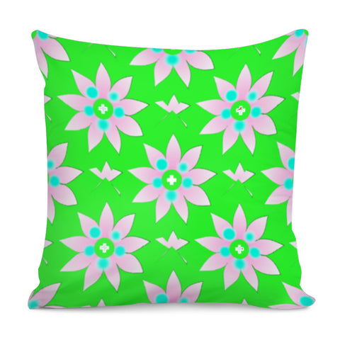 Image of Flowers On Green Pillow Cover