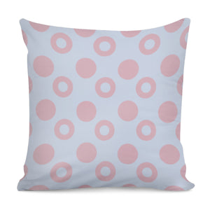 Pink Round Circles On Blue Pillow Cover