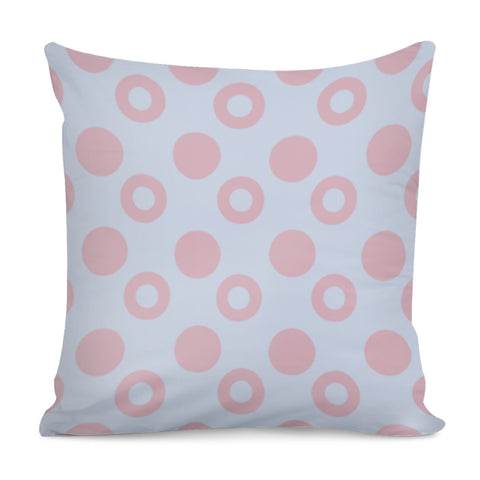 Image of Pink Round Circles On Blue Pillow Cover