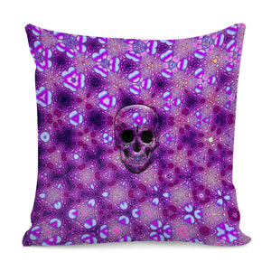 Psychedelic Pink Art Skull Pillow Cover