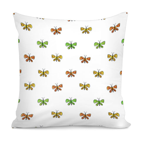 Image of Butterfly Cartoon Drawing Motif  Pattern Pillow Cover