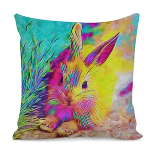 Rainbow Rabbit Pillow Cover