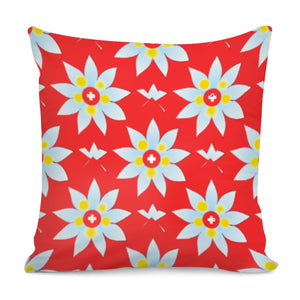 Flowers On Red Pillow Cover
