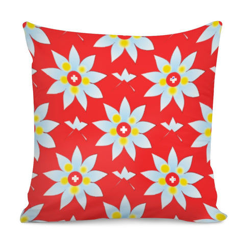 Image of Flowers On Red Pillow Cover
