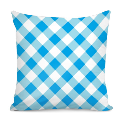 Image of Blue And White Checkered Pillow Cover