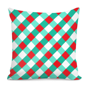 Red, Blue And White Checkered Pillow Cover