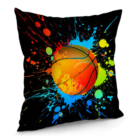 Image of Paint Splatter Basketball Pillow Cover