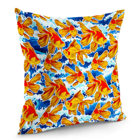 Image of Goldfish In The Waves Pillow Cover