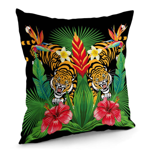 Image of Tigers In The Wild. Pillow Cover