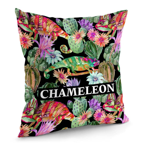 Image of Chameleon And Cactus Pillow Cover