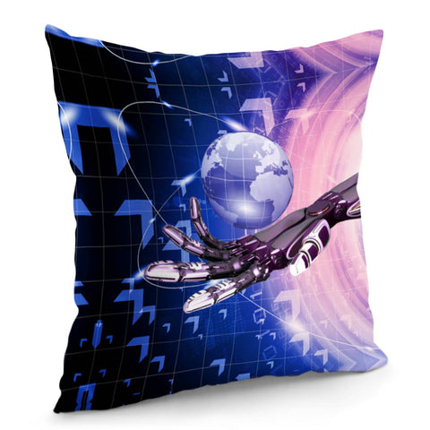 Image of Robot And Earth Pillow Cover