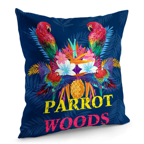 Image of Tropical Parrots Pillow Cover