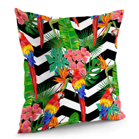 Image of Tropical Parrots Pillow Cover